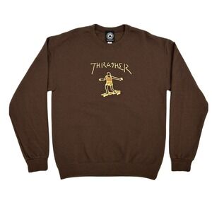 Thrasher Brown Sweatshirt Men's Medium Gonz Logo Crew Neck Skate Adult M